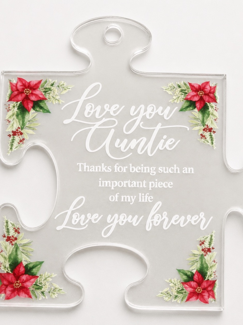 Love You Auntie Acrylic Puzzle Keepsake - Red Floral